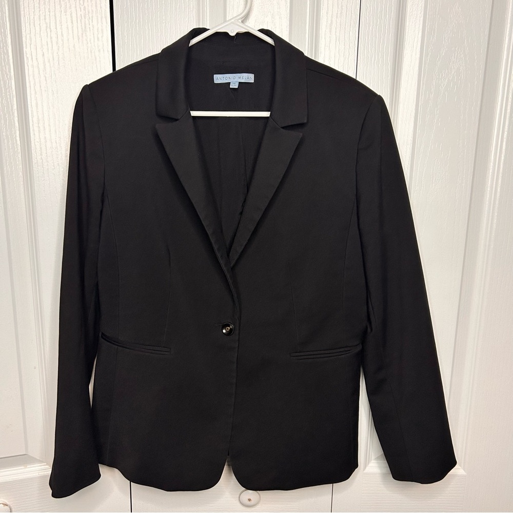 Antonio Melani 14 Button Collar Long Sleeve Blazer Jacket Black Womens Career